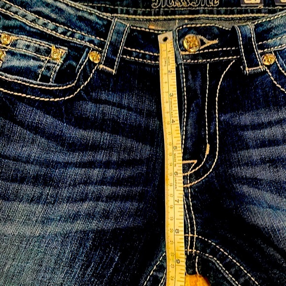 MISS ME dark wash CROSS pockets Jean Bermuda SHORTS 29 STRETCH NEW - Picture 5 of 6